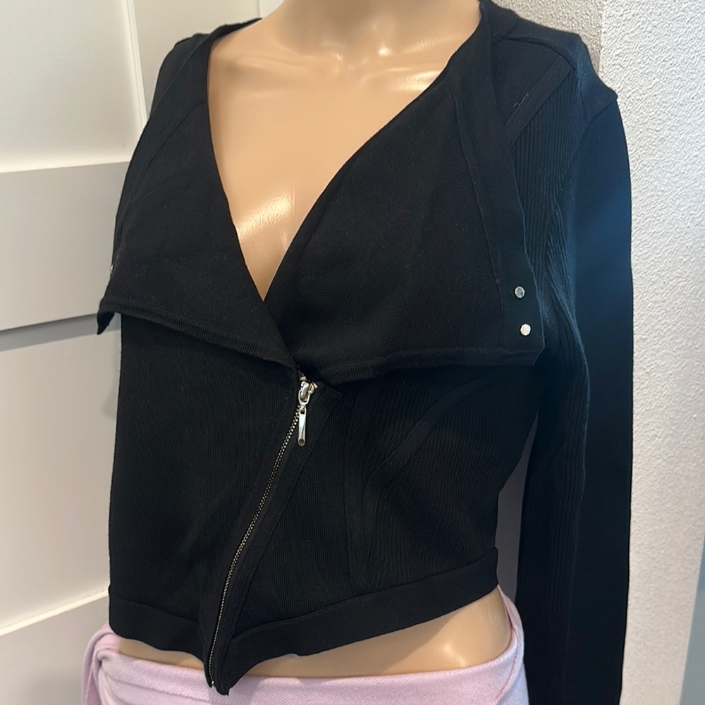 White House Black Market Black Jacket with Asymmetrical Zipper